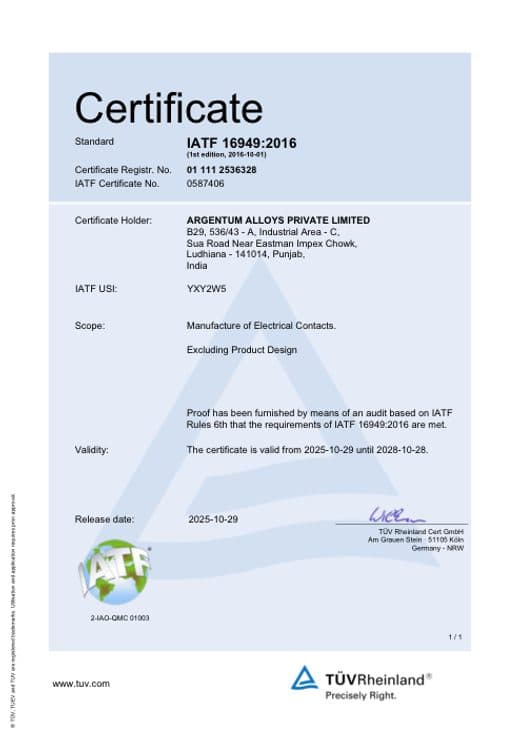 IATF 16949:2016 certificate preview